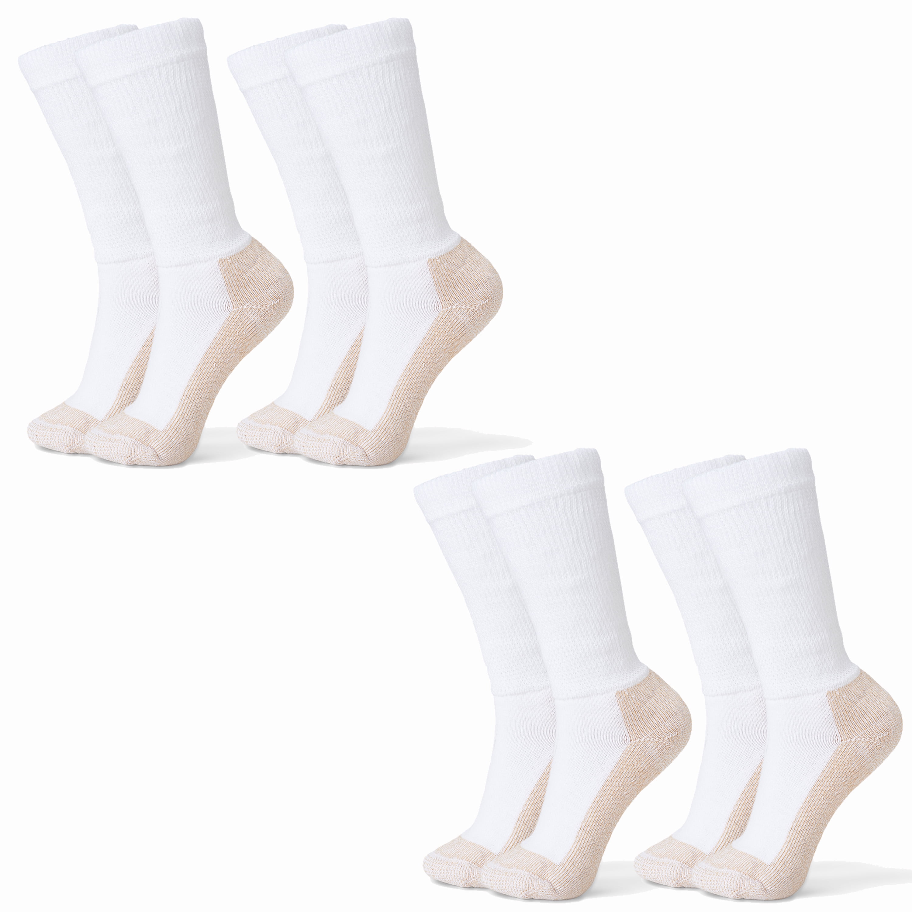 Copper Diabetic Sock Crew White 4 Pack Large