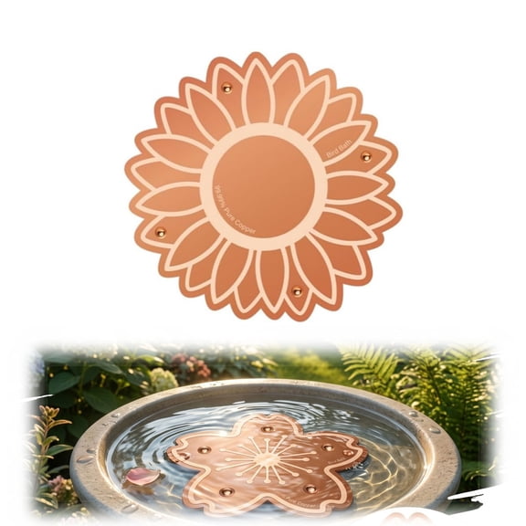 Copper Disc for Bird Bath, 99.9% Pure Copper Cleaner with Triple-Point Support, Reinforced Design for Safe Clean Water, Universal Fit Outdoor Birdbaths(C)