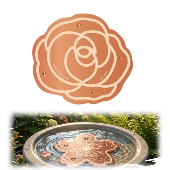 Copper Disc for Bird Bath, 99.9% Pure Copper Cleaner with Triple-Point Support, Reinforced Design for Safe Clean Water, Universal Fit Outdoor Birdbaths(D)
