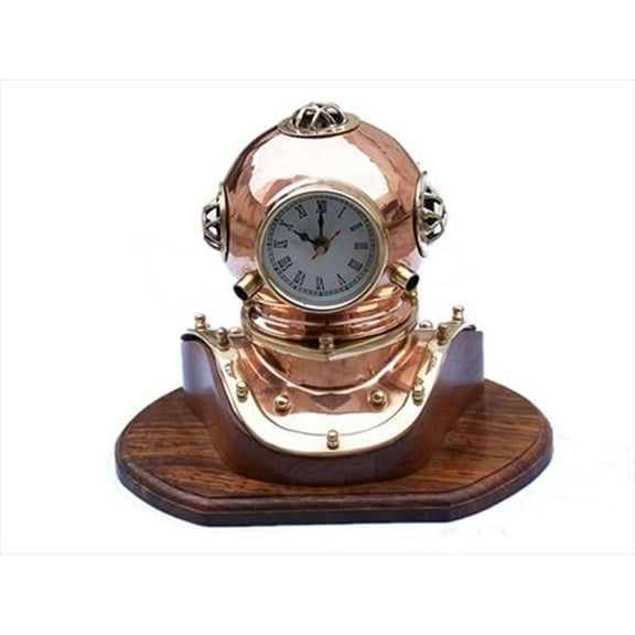 Copper Divers Helmet Clock 12 in. Nautical Accents Decorative Accent