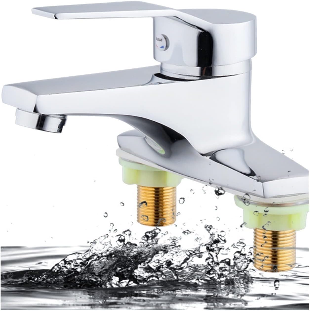 Copper Double Hole Installation Bathroom washbasin Faucet hot and Cold