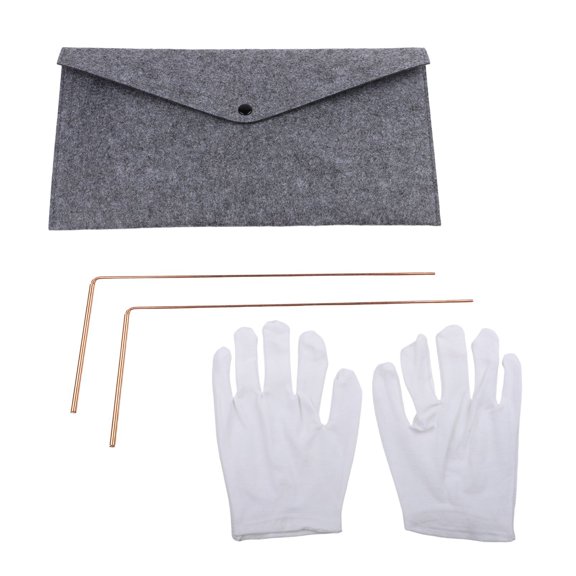 Copper Dowsing Rod Set with Pendulum for Divination, Psychic Readings, Water Finding - 99.9% Pure Copper Telescopic Rods, Pendant Kit, Includes Gloves and Mat(5pcs)