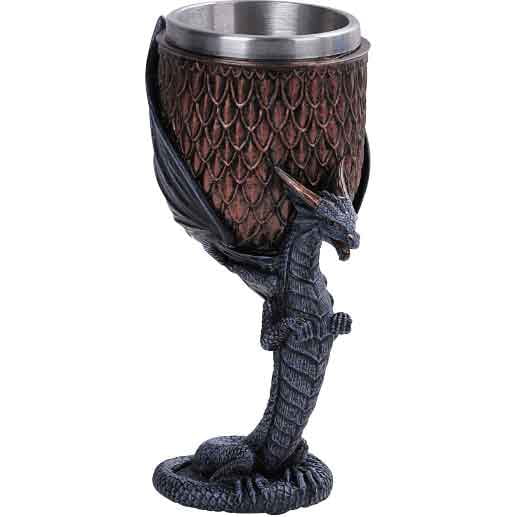 Copper Dragon Stem Goblet | Steel by Medieval Collectibles