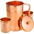 thumbnail image 1 of Copper Drinkware Set- Pure Copper Water Jug with 2 Copper Tumblers | Copper Pitcher and Tumbler Drinkware Set (Luxery Set), 1 of 1