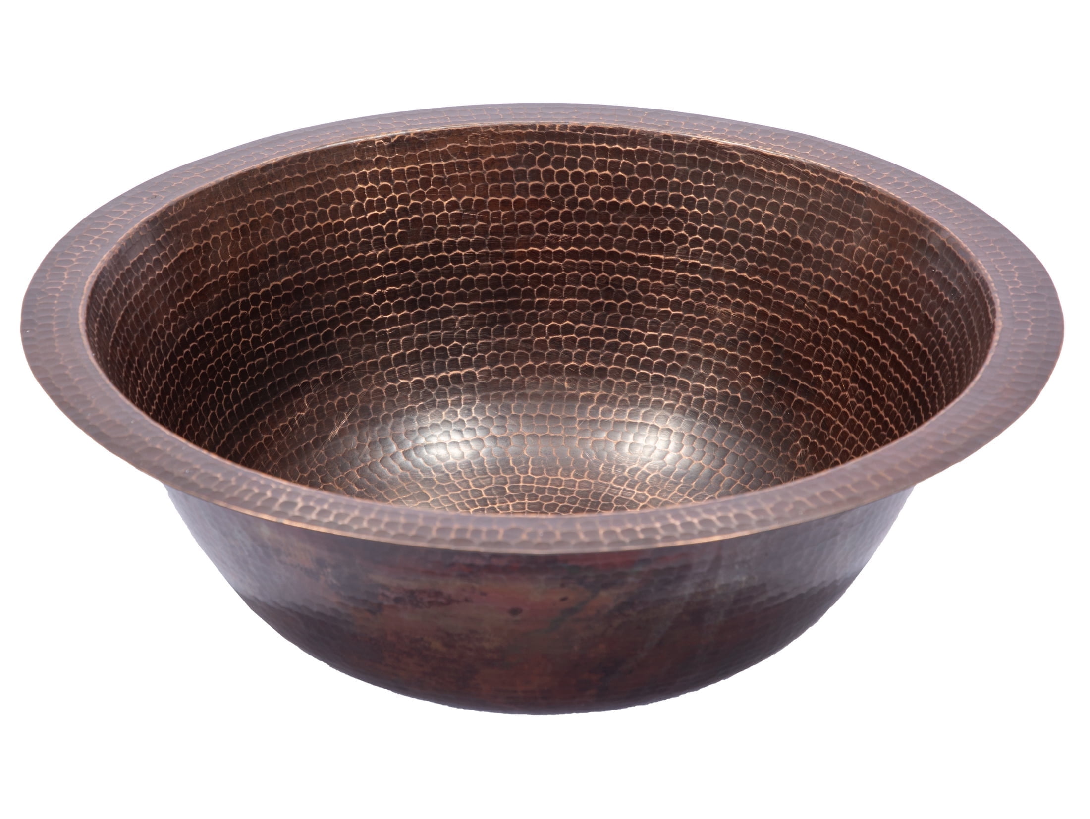 Antique Dark Copper Hammered Circular Bathroom Sink