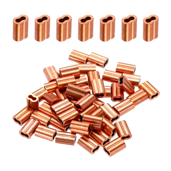 Copper Duplex Oval Crimping Sleeve Cable Ferrule Crimping Loop Sleeve for Wire Rope Cable M2x1/16"