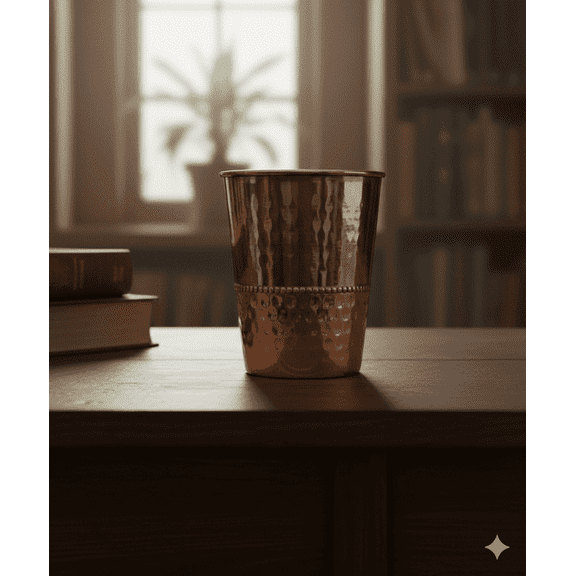 Copper Half Hammered Half Plain Moscow Mule Tumbler Drinking Water Glass Serving Cold Beverages Pack Of 4