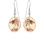 FRONT LINE JEWELRY Handcrafted Angel Earrings   Oval Copper Dangle Earrings, Lightweight Hypoallergenic Christian Jewelry Gift for WomenAngel