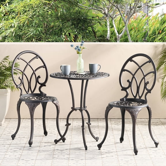 Copper Finish 3PC Bistro Set of 2 Chairs & 1 Table / Create an Intimate Dining Setting