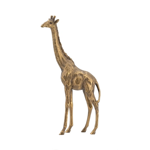 Copper Finish Polyresin Giraffe Statuette, 5.9x2.2x11.2 Inch Animal Decor