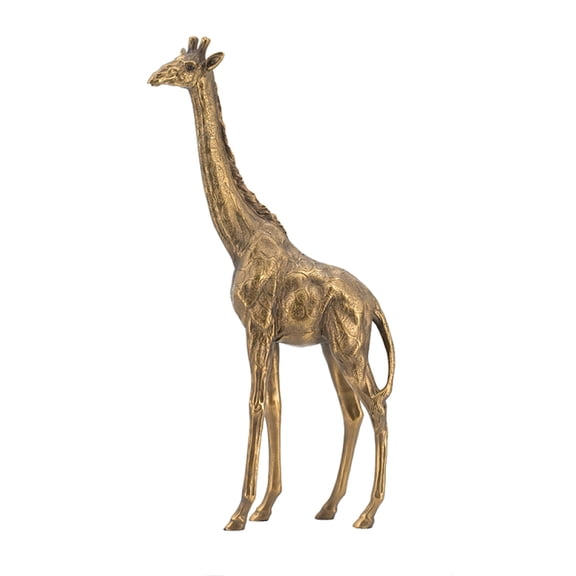 Copper Finish Polyresin Giraffe Statuette, 8.3x2.8x15.9 Inch Animal Decor
