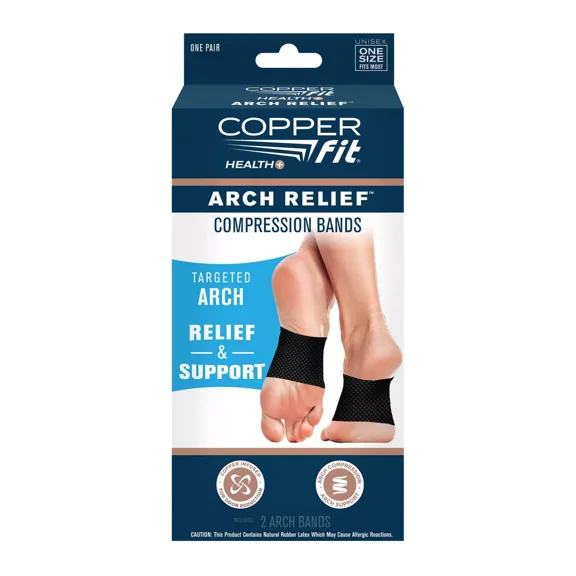 Copper Fit Arch Relief Compression Band, 1 Pair, 2 Pack