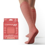 Copper Fit  Compression Socks, Copper Infused Easy-On/Off, 1-pair, Unisex, Heather Coral, S/M