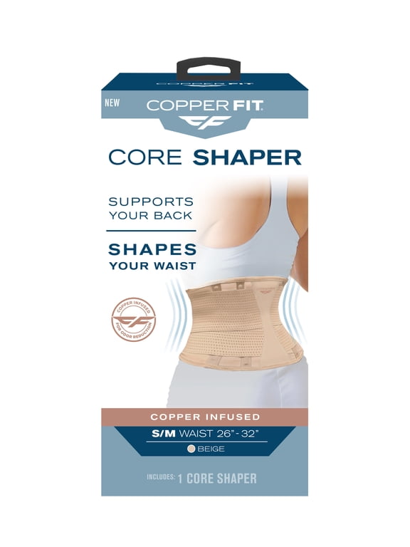 Core Shaper, Supports Back and Shapes Waist, Copper Infused, Beige, S/M
