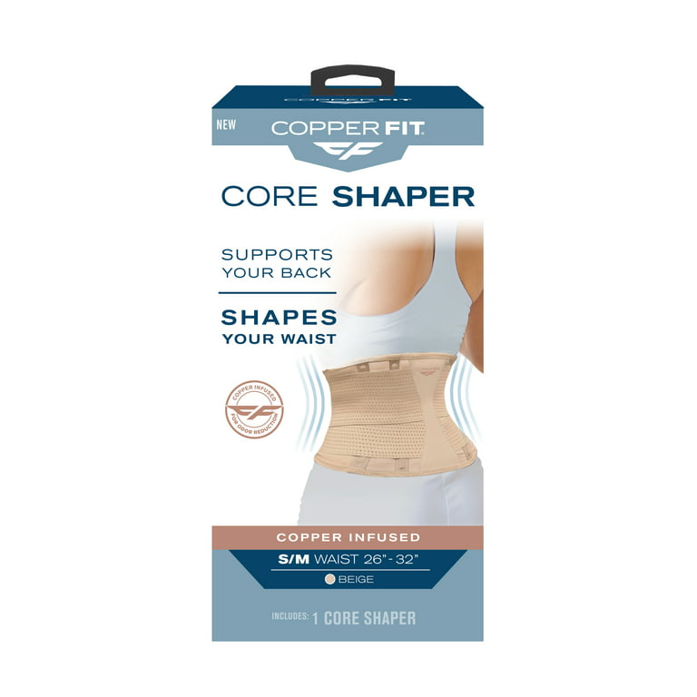 Copper Fit® Core Shaper, Supports Back and Shapes Waist, Copper Infused,  Beige, S/M