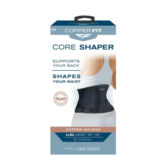 Copper Fit® Core Shaper, Supports Back and Shapes Waist, Copper Infused, Charcoal Gray, Large/XL