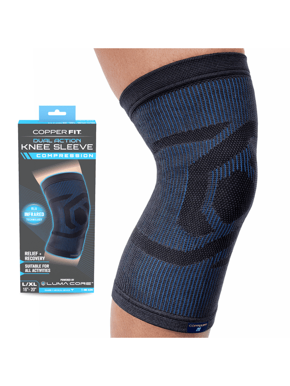 Dual Action Knee Support Compression Sleeve: Stability, Arthritis & Tendinitis (Black L/XL)