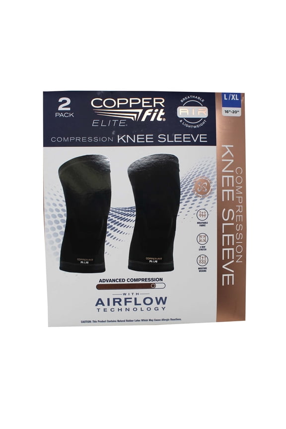 Elite Compression Knee Sleeve with Airflow Technology (L/XL) 2 Pack