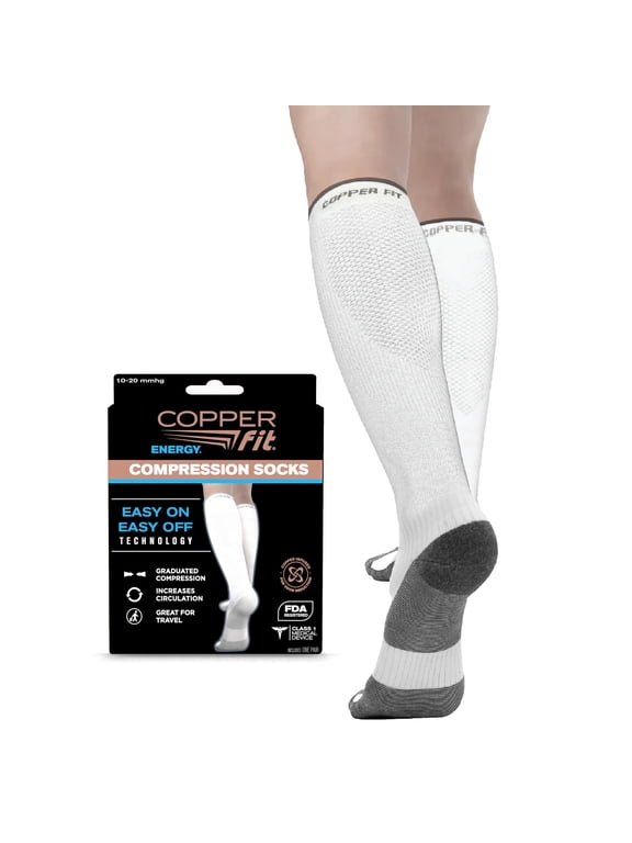 Energy Compression Socks, White, L/XL, Unisex