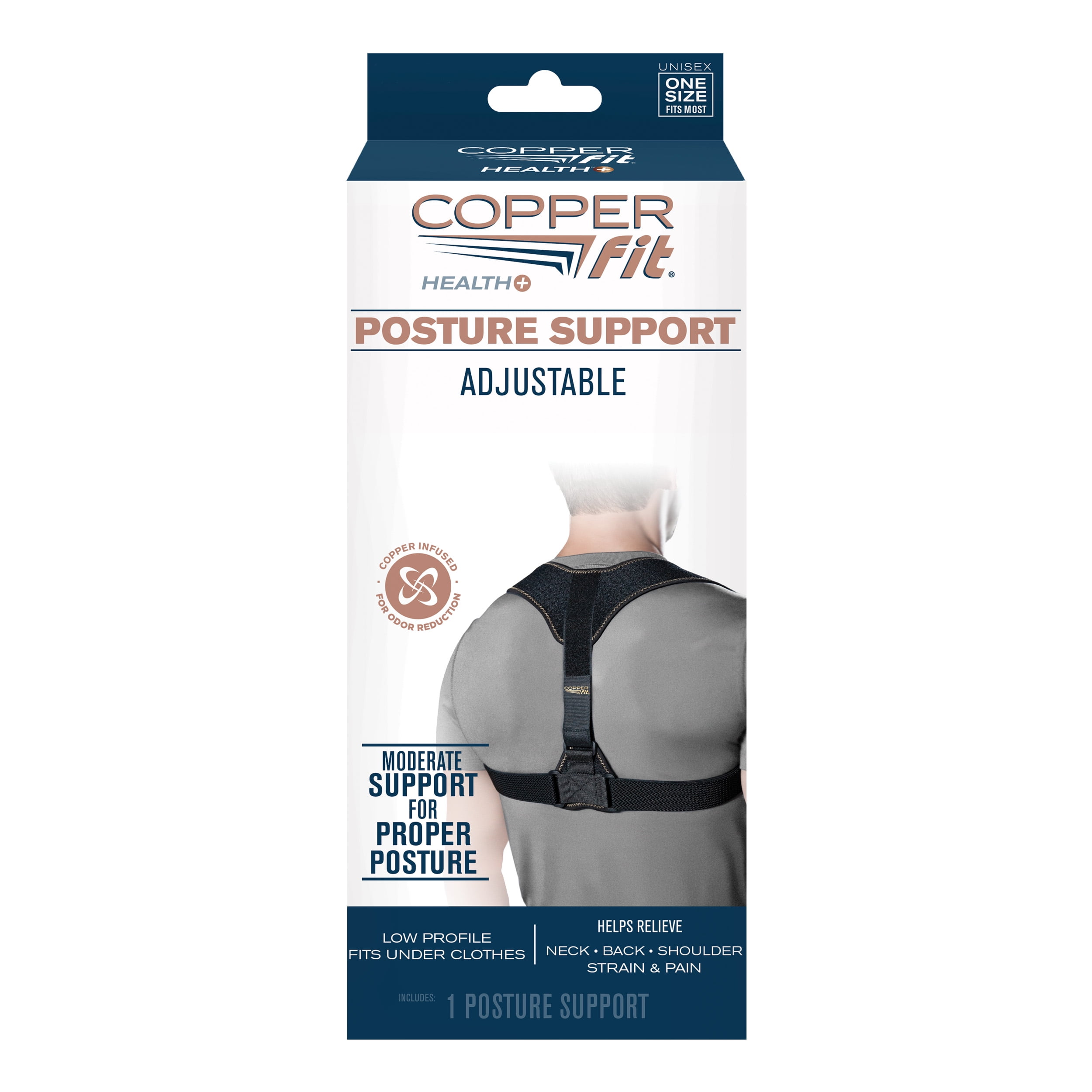 Copper Fit® Health Plus Posture Corrector Brace, Reduce Neck, Back and Shoulder  Pain, Black 