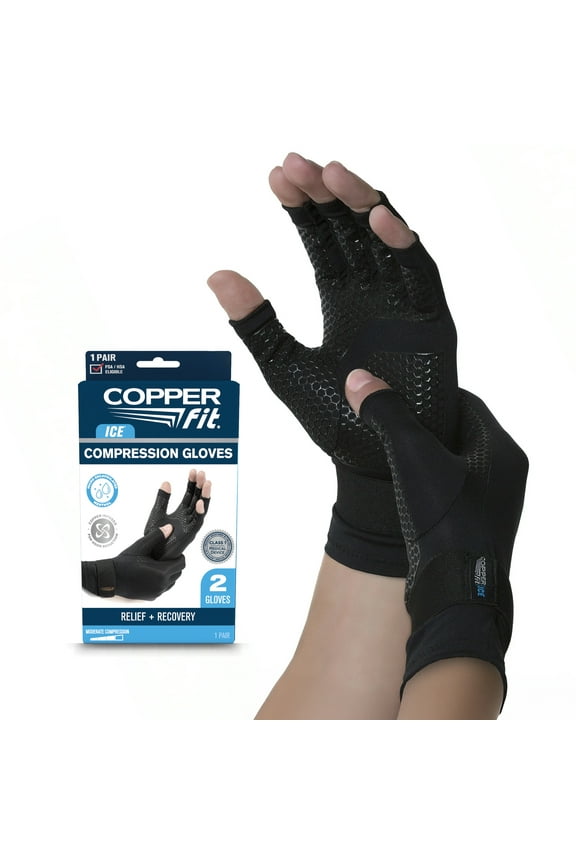 ICE Compression Gloves | Menthol Infused | Swelling, Arthritis | 1 Pair, Large/XL