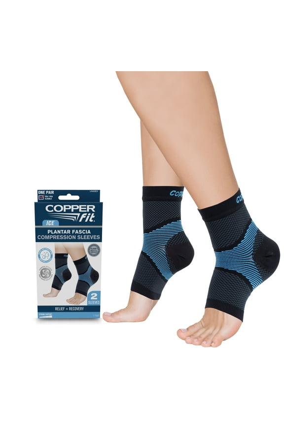 ICE Plantar Fascia Foot Compression Sleeve | Menthol Infused|1 Pair |Unisex | L/XL