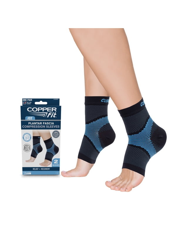 ICE Plantar Fascia Foot Compression Sleeve | Menthol Infused|1 Pair |Unisex | L/XL