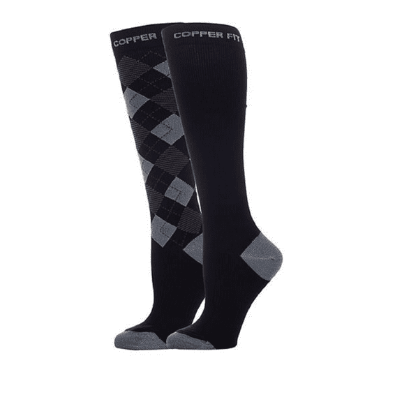 Copper Fitâ„¢ Men's Argyle Compression Socks 2-pack Black S/M