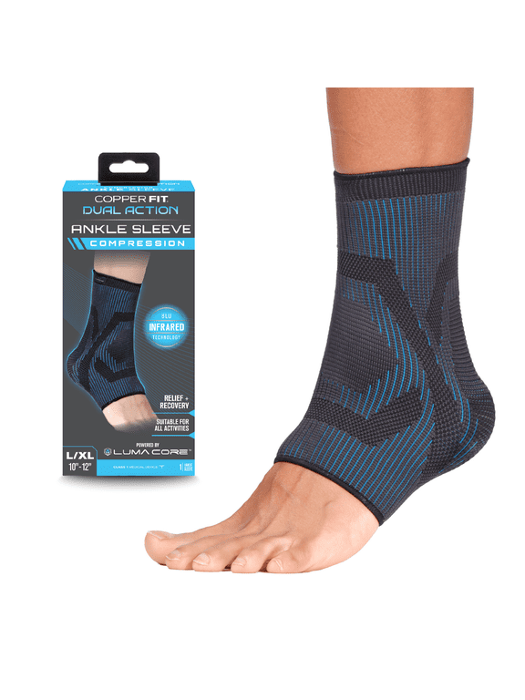 Dual Action Ankle Sleeve Brace, Advanced Relief & Recovery for Mobility, Arthritis, Tendonitis, Pain, Swelling & Inflammation, L/XL, Unisex