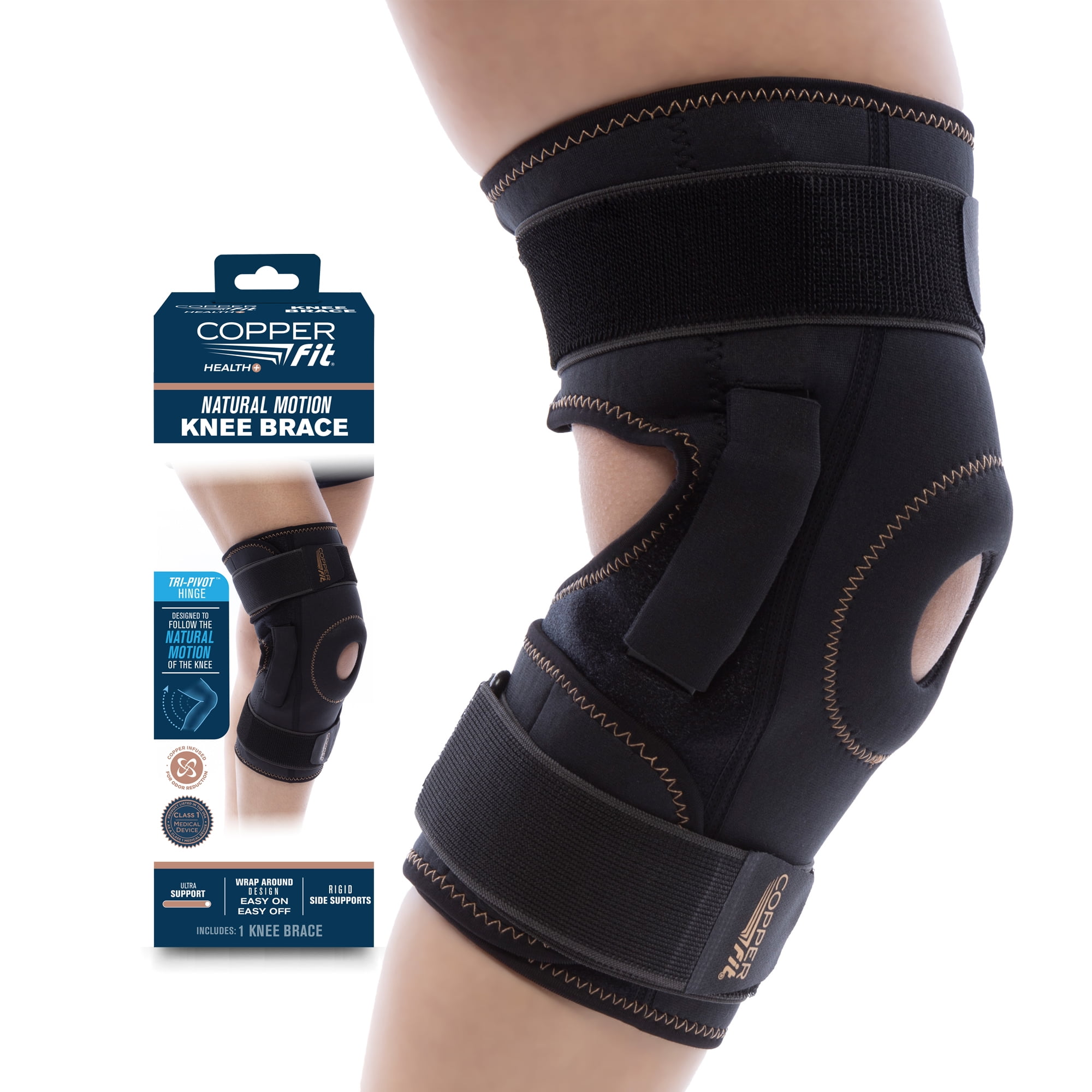 Copper Fit Natural Motion Knee Brace, Adjustable and Breathable, One Size Fits Most