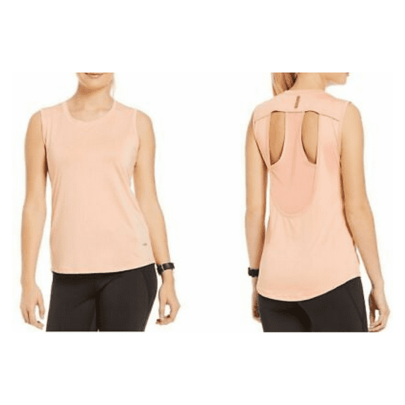 Copper Fit Pro Hi-Low Perforated Back Tank Women Clothing, Tropical Peach, XS