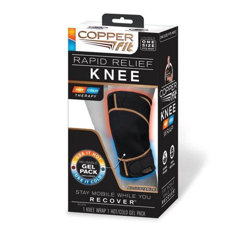 Copper Fit Rapid Relief Adjustable, Hot/Cold Therapy Compression Knee Wrap, One Size Fits Most