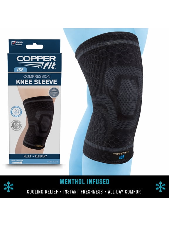 ® ICE Compression Knee Sleeve, Menthol Infused, 2XL, Black, 1-Pack, FSA HSA Eligible