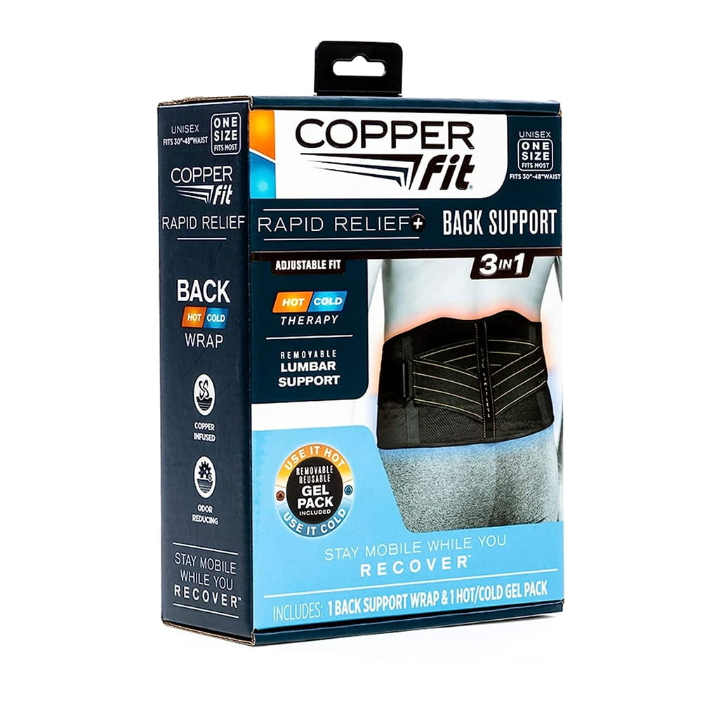 Copper Fit Unisex Rapid Relief Back Support Brace with Hot And Cold