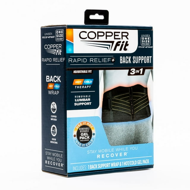Copper Fit® Unisex Rapid Relief Back Support Brace with Hot/Cold
