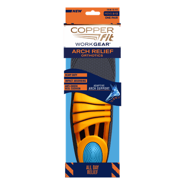 Copper Fit Work Gear Arch Relief Orthotics | Shock Absorbing | Men’s Size 8-13
