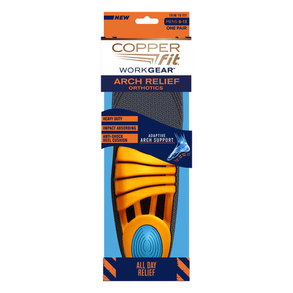 Copper Fit Work Gear Arch Relief Orthotics | Shock Absorbing | Men’s Size 8-13