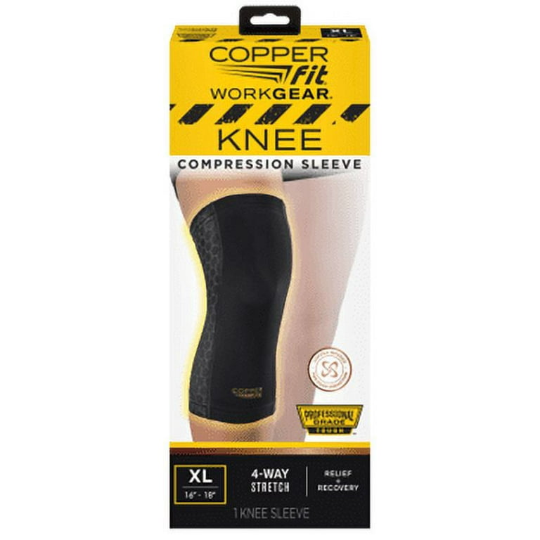 Copper Fit® Work Gear Knee Compression Sleeve, Relief and Recovery, Black,  XL 