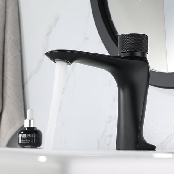 Copper Fixed Temperature Bathroom Faucet Switch Button Faucet Knob Adjustment Hot and Cold Water Basin Faucet