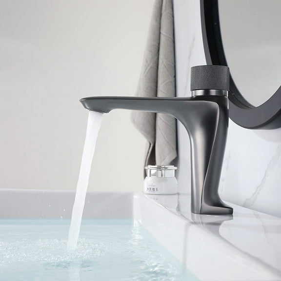 Copper Fixed Temperature Bathroom Faucet Switch Button Faucet Knob Adjustment Hot and Cold Water Basin Faucet