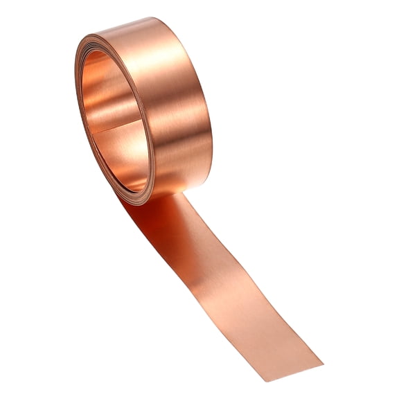 Copper Flashing, 32 Gauge 0.2mm Thickness 99.95% Pure Copper Sheet Roll, 0.6" Width x 6.5ft Metal Foil Plate for Roofing Repair, DIY Project, and Electricity