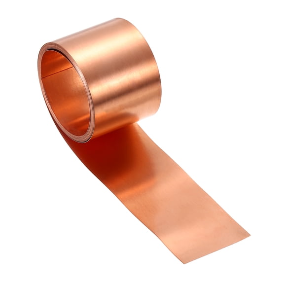 Copper Flashing, 32 Gauge 0.2mm Thickness 99.95% Pure Copper Sheet Roll, 1.4" Width x 6.5ft Metal Foil Plate for Roofing Repair, DIY Project, and Electricity