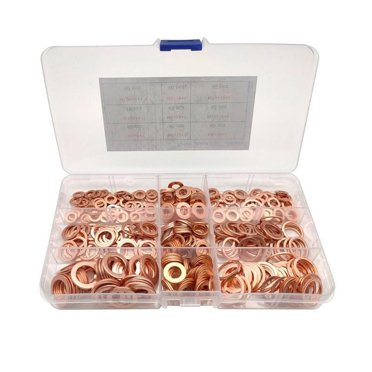 20-Pack Copper Flat Washer Set - M5 M6 M8 M10 M12 M14 Sizes, High Temp Resistant, For Oil Pan Plugs, Cars & Machinery