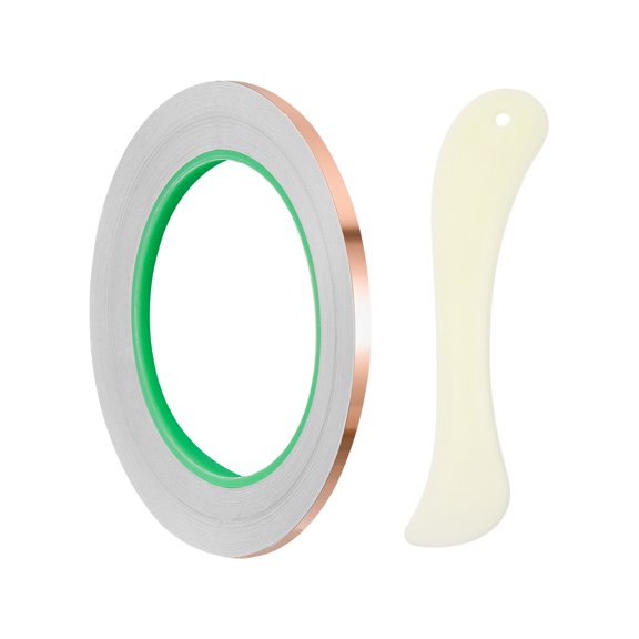 Copper Foil Tape, (0.12 Inch x 66 FT, Brass) (1 Set), Double Conductive Adhesive Tape for Guitar Shielding