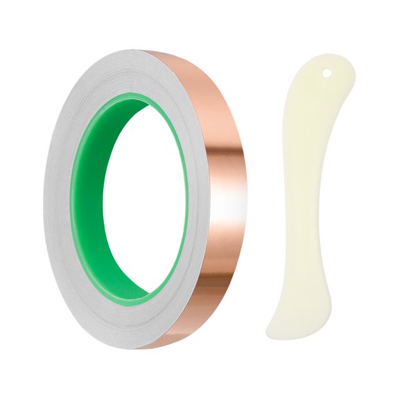 Copper Foil Tape, (0.12 Inch x 66 FT, Brass) (1 Set), Double Conductive Adhesive Tape for Guitar Shielding