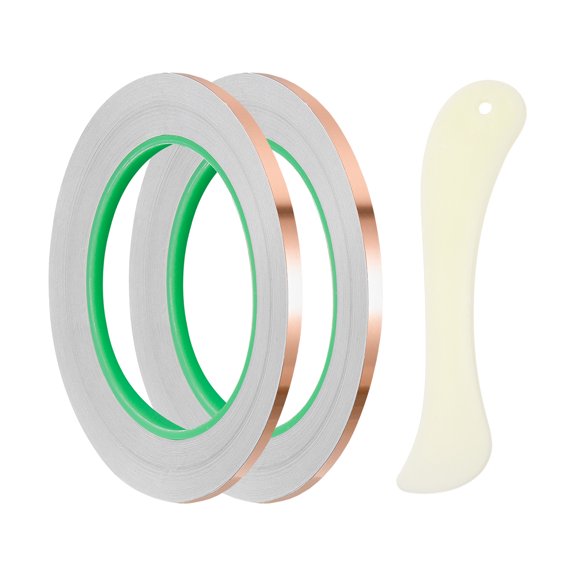 Copper Foil Tape, (0.12 Inch x 66 FT, Brass) (1 Set), Double Conductive Adhesive Tape for Guitar Shielding