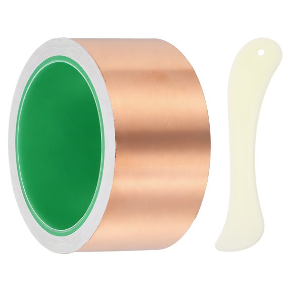 Copper Foil Tape, (0.12 Inch x 66 FT, Brass) (1 Set), Double Conductive Adhesive Tape for Guitar Shielding