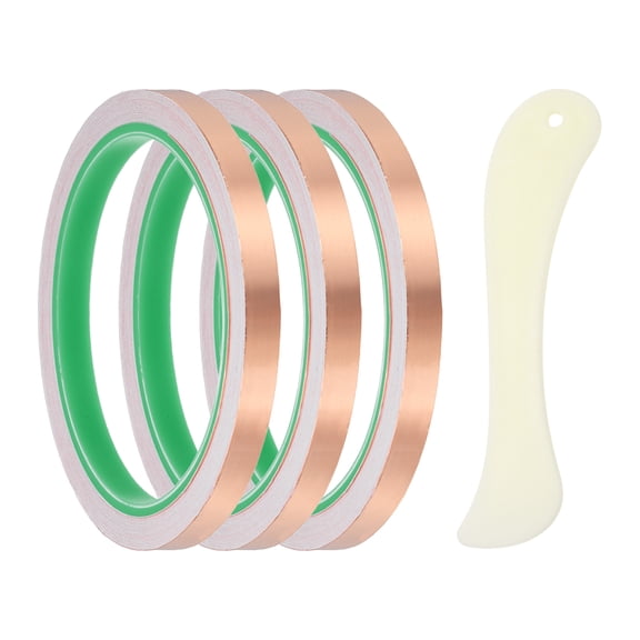 Copper Foil Tape, (0.12 Inch x 66 FT, Brass) (1 Set), Double Conductive Adhesive Tape for Guitar Shielding