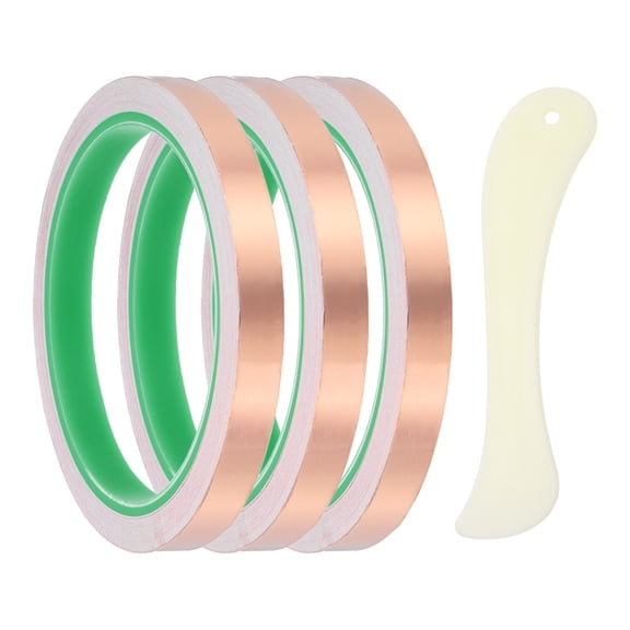 Copper Foil Tape, (0.12 Inch x 66 FT, Brass) (1 Set), Double Conductive Adhesive Tape for Guitar Shielding