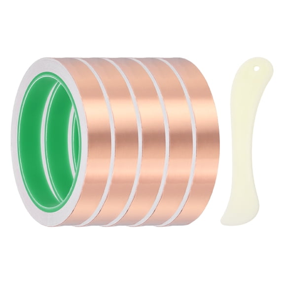 Copper Foil Tape, (0.12 Inch x 66 FT, Brass) (1 Set), Double Conductive Adhesive Tape for Guitar Shielding